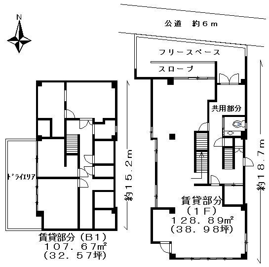 プランドールビルB1F～1F 間取り図