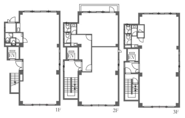 (仮)南青山二丁目ビル1F~3F 間取り図