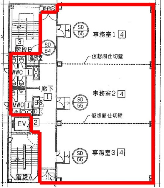 井門西蒲田第二ビル3F 間取り図