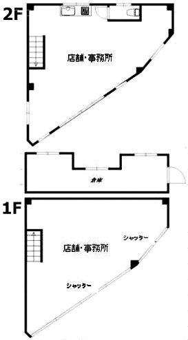 近江屋貸店舗1F～2F 間取り図