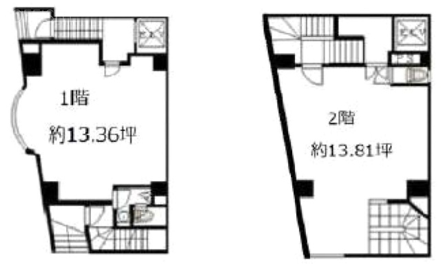 第十二岡崎ビル1F~2F 間取り図