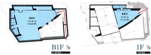 青葉台スタジオB1F～1F 間取り図