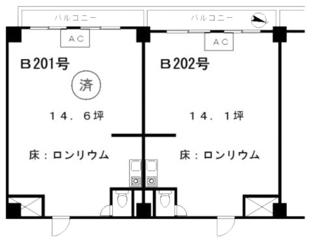 メゾンドール臼井ビルB202 間取り図