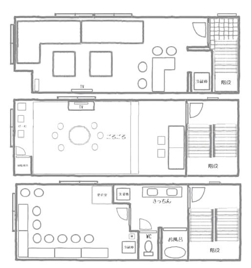 プロヴァンスAK・B審美館1F～3F 間取り図