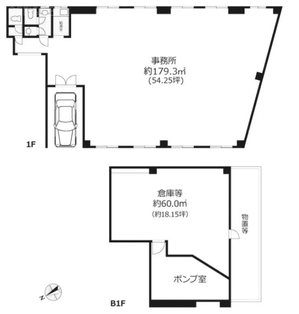 ATMビルB1F～1F 間取り図