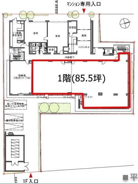 カーザビアンカビル1F 間取り図