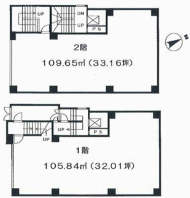 月村ビル1F～2F 間取り図