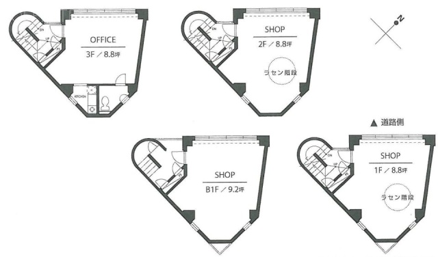 プラザF4ビルB1F～3F 間取り図