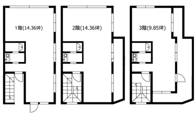 西麻布STビル1F～3F 間取り図