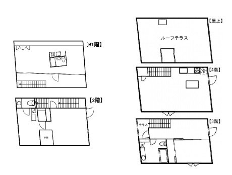 神園パークプレイスB1F～4F 間取り図