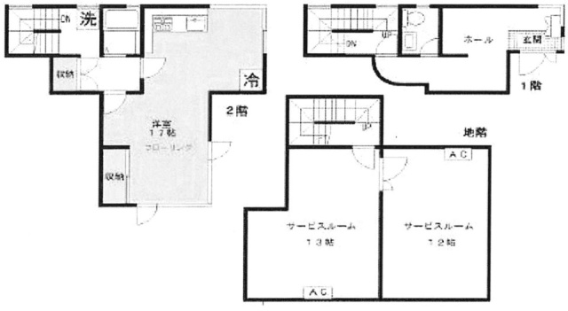 大井7丁目テラスハウスビルB1F～2F 間取り図