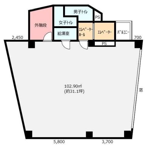 早稲田長谷川ビル2F 間取り図