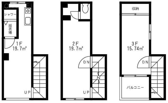高田馬場TOY-BOXビル1F～3F 間取り図