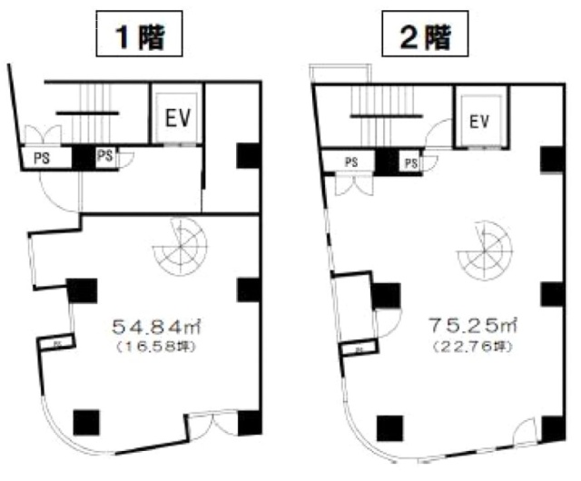 恵比寿斉信ビル1F～2F 間取り図