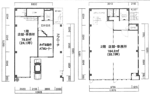 近鉄新宿御苑ビル1F～2F 間取り図