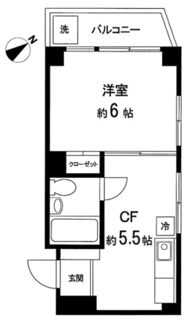 アズマ二子コーポビル303 間取り図