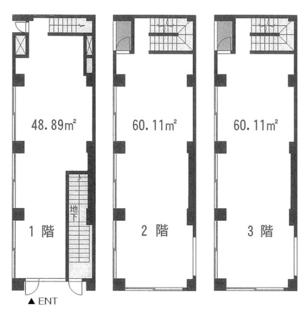 赤坂トーセイビル1F~3F 間取り図