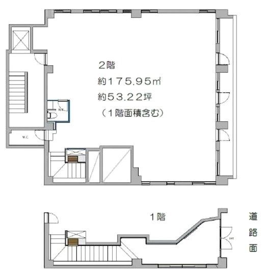 恵比寿フラワーマンション1F～2F 間取り図