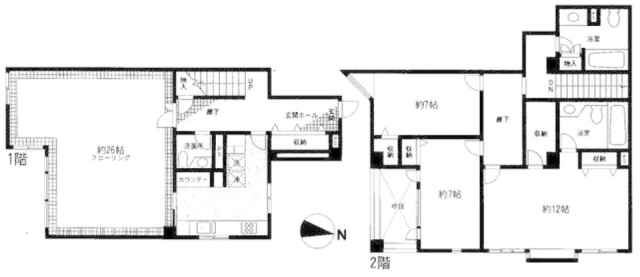 K&M代々木公園ビル1F～2F 間取り図