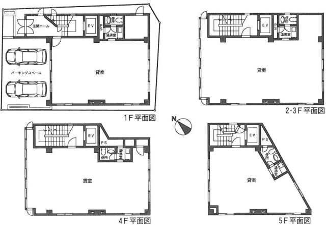 ヴェルディ赤坂1F~5F 間取り図