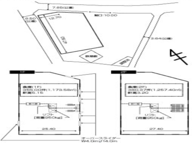 若葉区加曽利①倉庫ビル1F~2F 間取り図