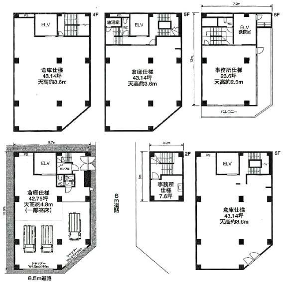 山崎デリバリービル1F～6F 間取り図