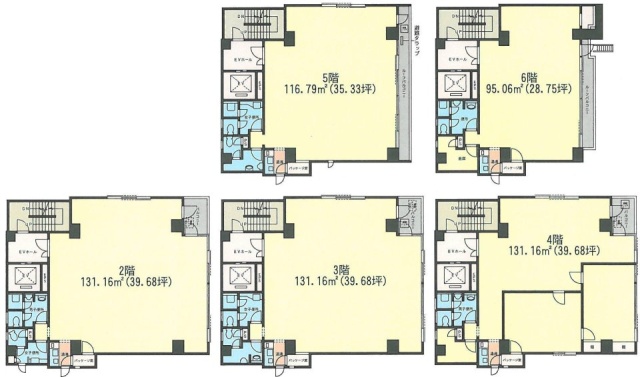 日本橋中屋ビル2F～6F 間取り図