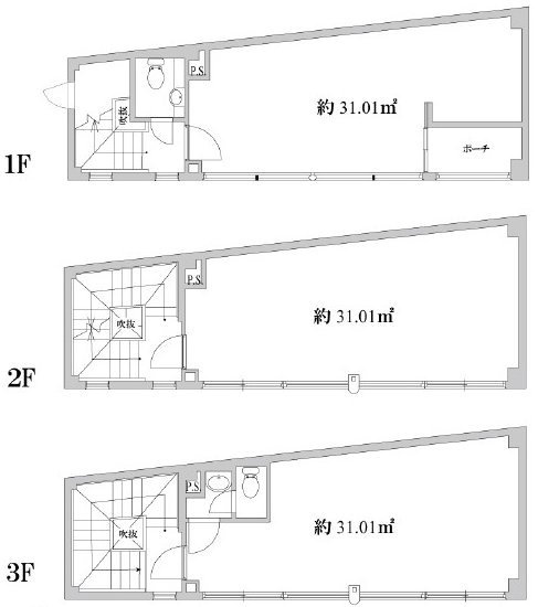 高津駅前事務所1F~3F 間取り図