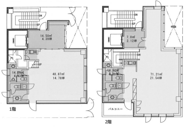 渋谷THビル1F～2F 間取り図