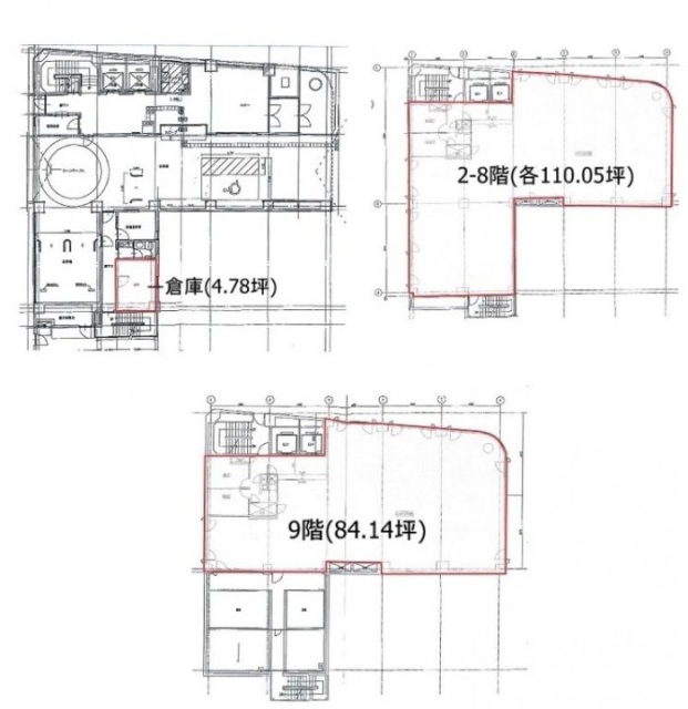 ラウンドクロス芝大門1F～9F 間取り図