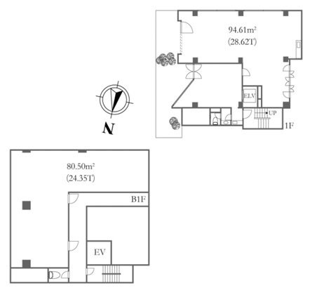 レインボービルB1F～1F 間取り図