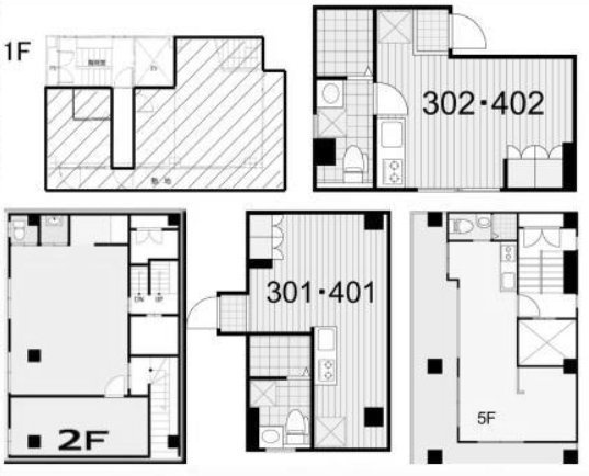東神田ビル1F~5F 間取り図