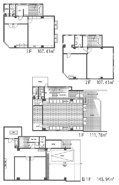 バルビゾン35ビルB1F~3階 間取り図