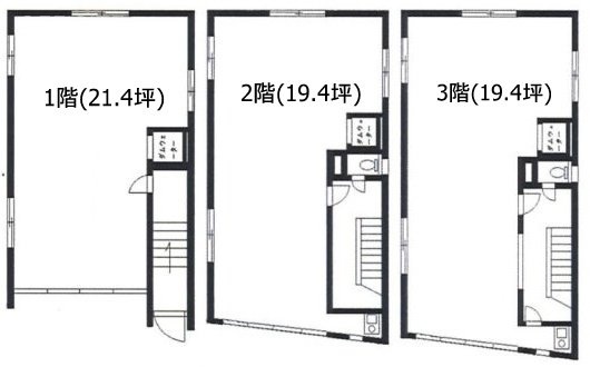 ミツヤビル1F～3F 間取り図