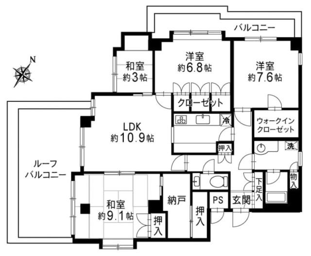 シティーコープ平沼601 間取り図