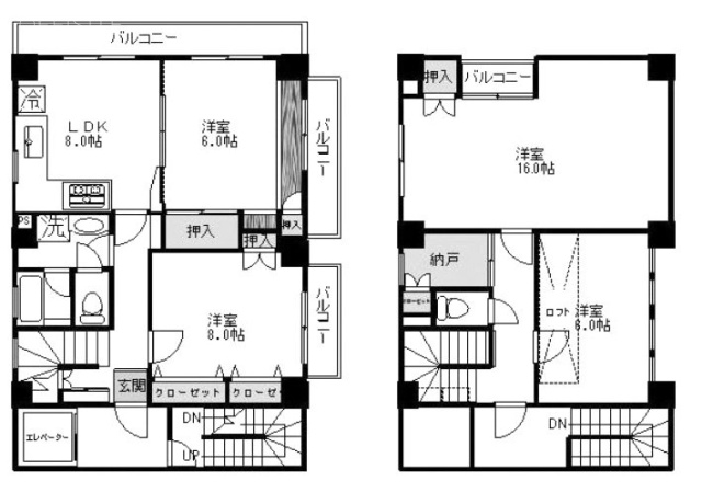 曽我ビル5F～6F 間取り図