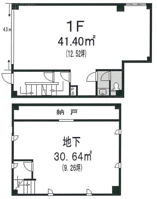 モンブランビルB1F～1F 間取り図