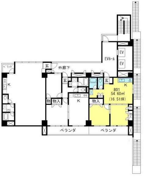 神谷第一ビル801 間取り図