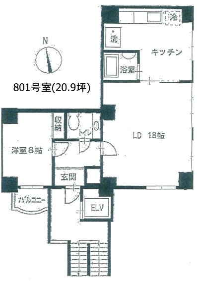 バーリータワーズ801 間取り図