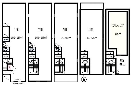 白居ビル1-5F 間取り図