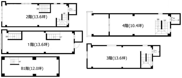 北沢2丁目ビルB1F~4F 間取り図