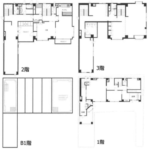 南青山貸事務所B1F～3F 間取り図