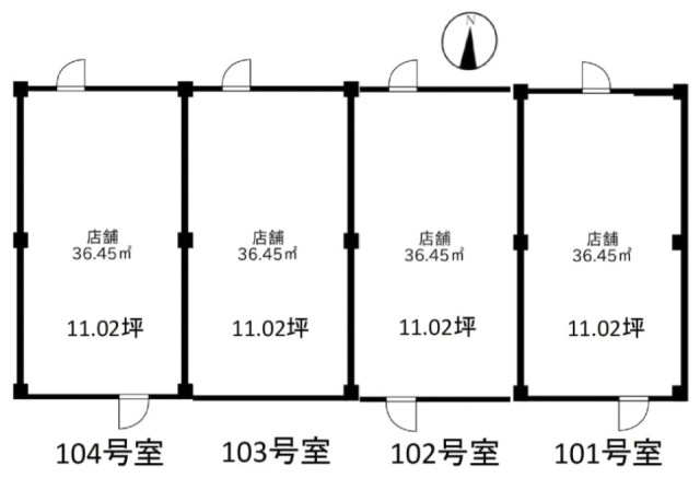 高輪アパートメント101~104 間取り図