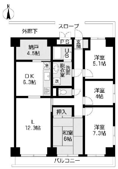 ヴィレッヂワン太平ビル401 間取り図