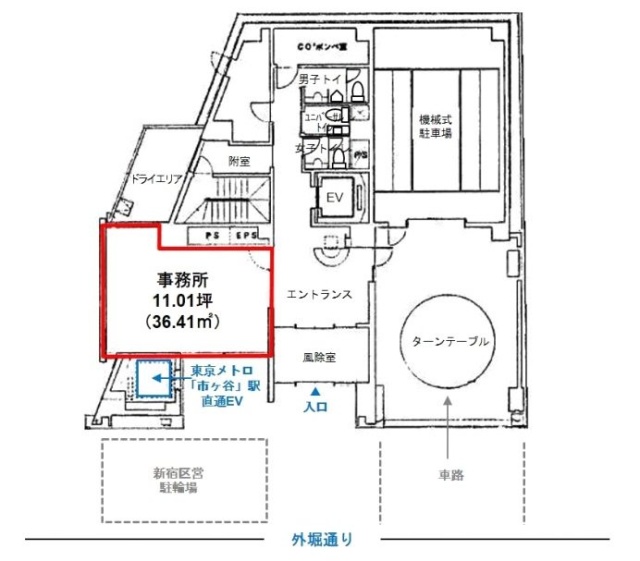 プライム市ヶ谷ビル1F 間取り図