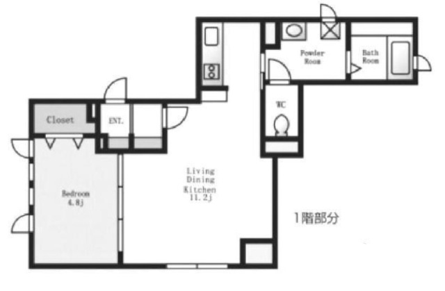 カラフル外苑パイナップルビル1F 間取り図