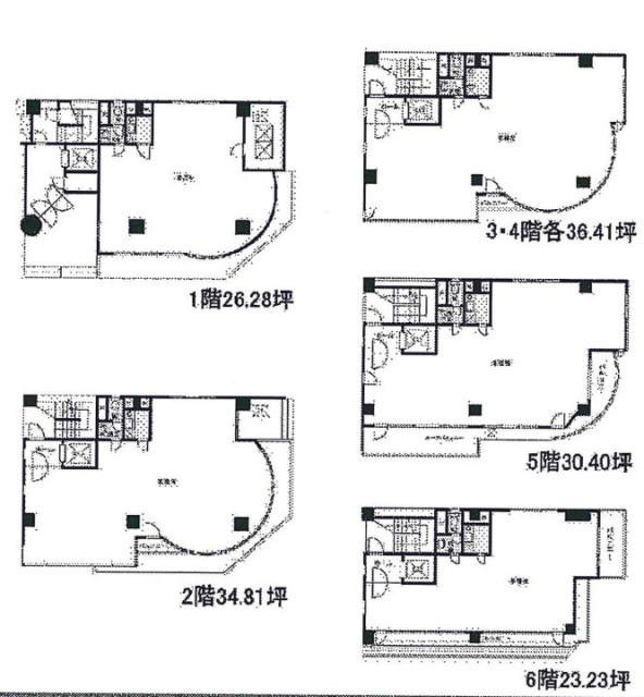 渋谷桜丘町ビル1F～6F 間取り図