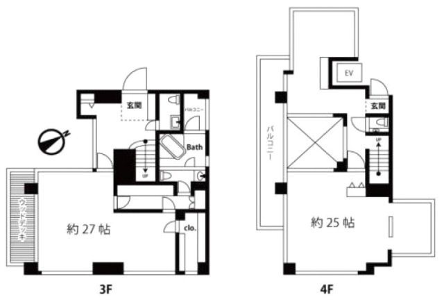 芝崎410ビル3F～4F 間取り図