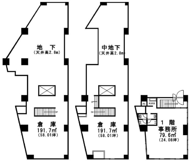 小日向安田ビルB1F～1F 間取り図