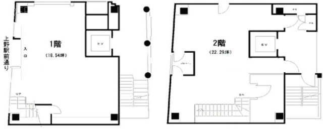 上野ソシアルビル1F～2F 間取り図